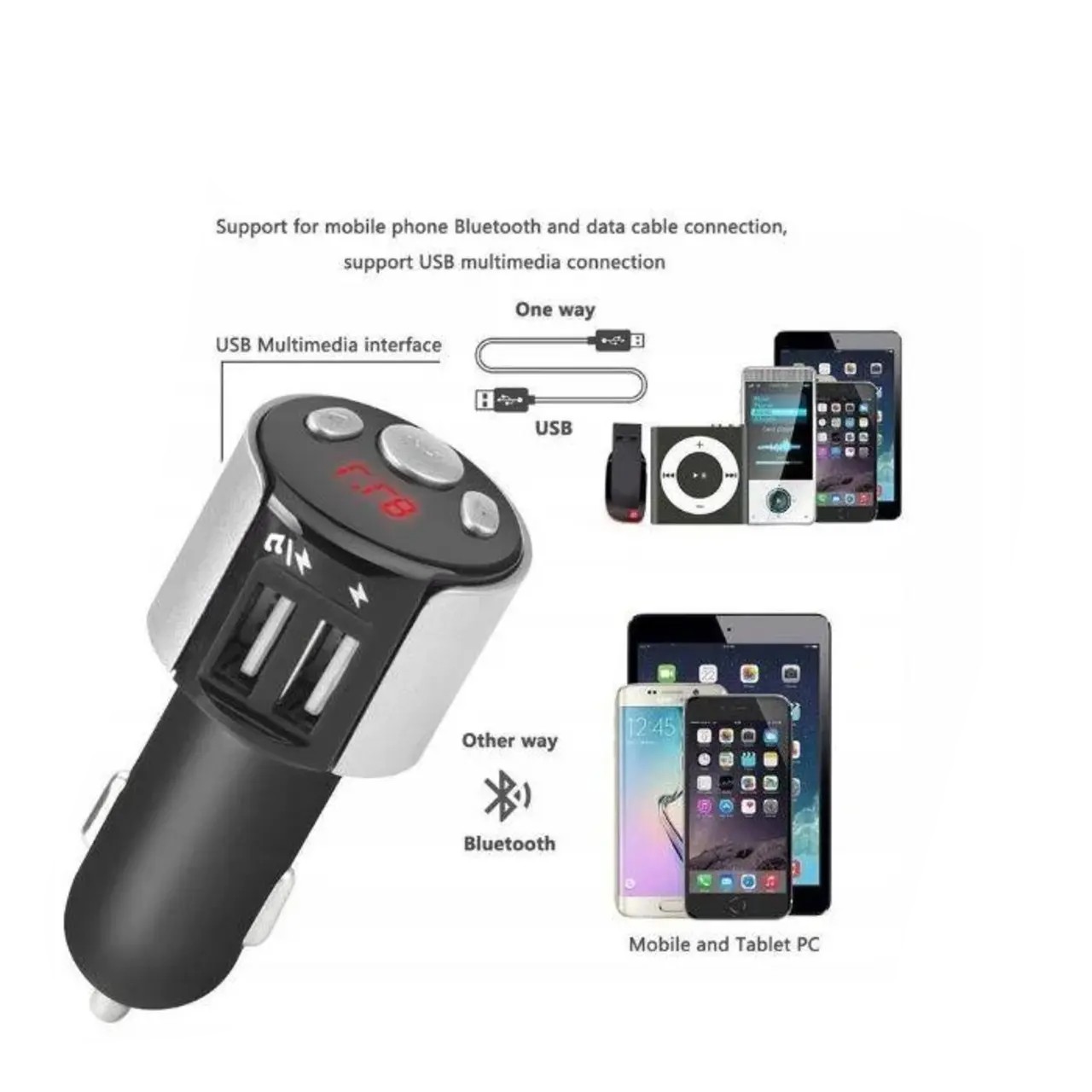 Transmitter Αυτοκινήτου Bluetooth & Φορτιστής με 2 USB Αυτοκινήτου Car MP3 Player X10